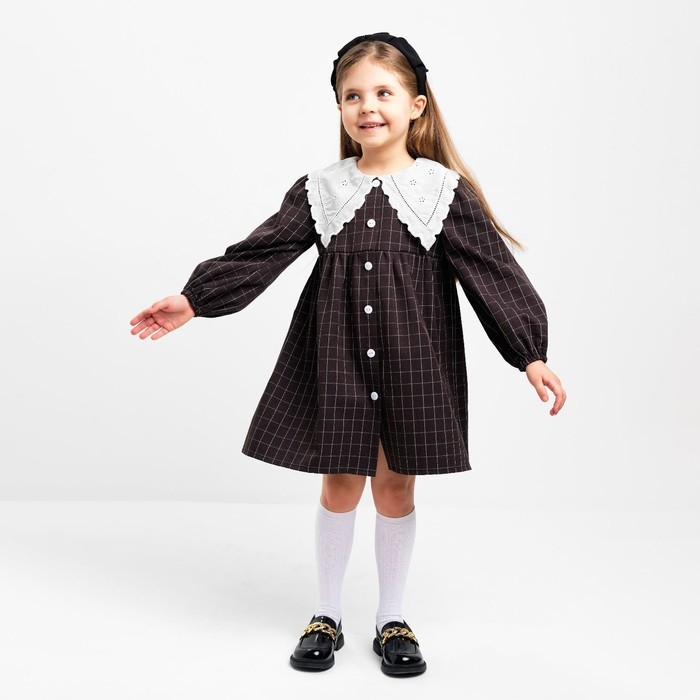 Платье детское с воротником KAFTAN, размер 32 (110-116 см), цвет черный Платье детское с воротником KAFTAN, размер 32 (110-116 см), цвет черный