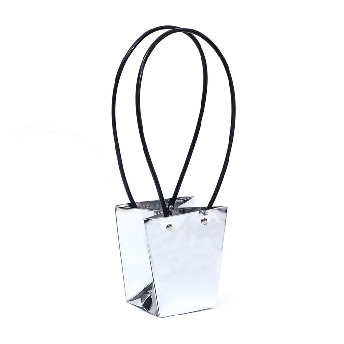 Сумка для цветов &laquo;Серебро&raquo;, влагостойкая, 12 x 12 - 8 x 8 - 12,5 см