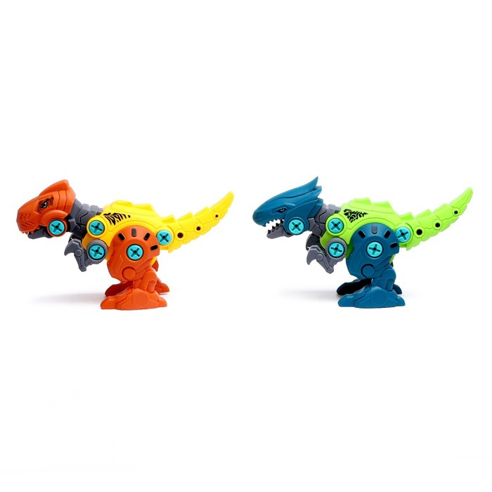 Конструктор винтовой &laquo;Мир динозавров&raquo;, набор 4 штуки, 2 отвёртки 4 карточки, 100 деталей