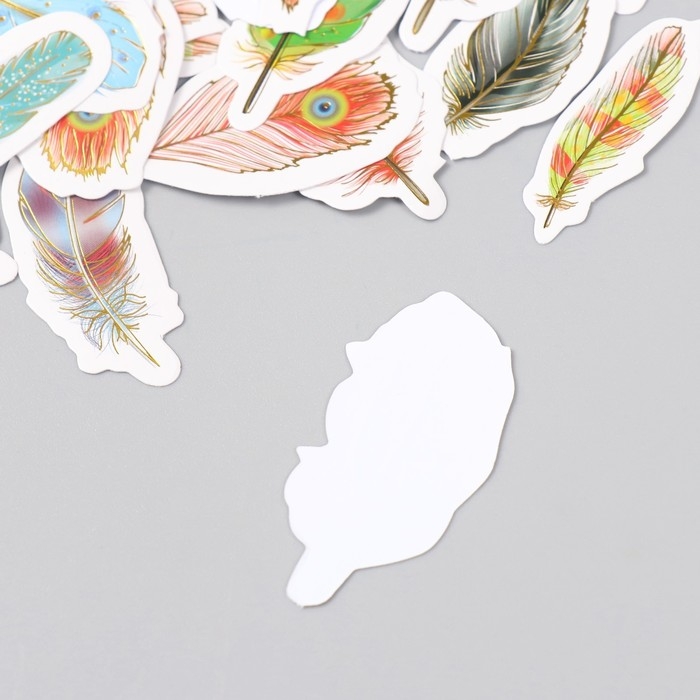 Наклейки для творчества Наклейки для творчества "Пёрышки" тиснение золото набор 48 шт 9х7х0,8 см