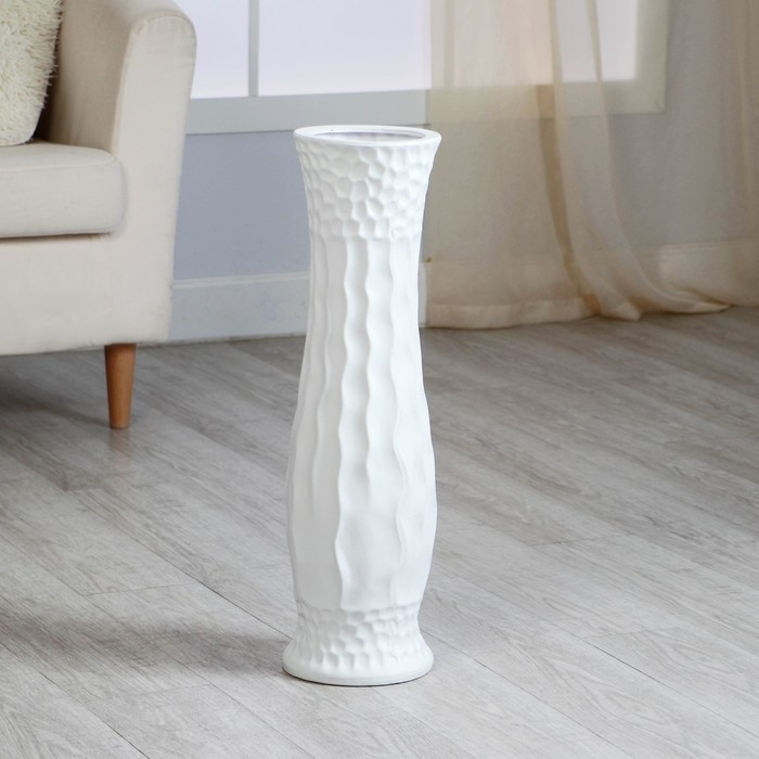 Ваза керамика напольная "Литон" талия, d вн.12,5 см 16х60 см, белый