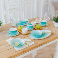 Чайная пара фарфоровая Доляна &laquo;Млечный путь&raquo;, 2 предмета: чашка 220 мл, блюдце d=13,5 см, цвет бирюзовый