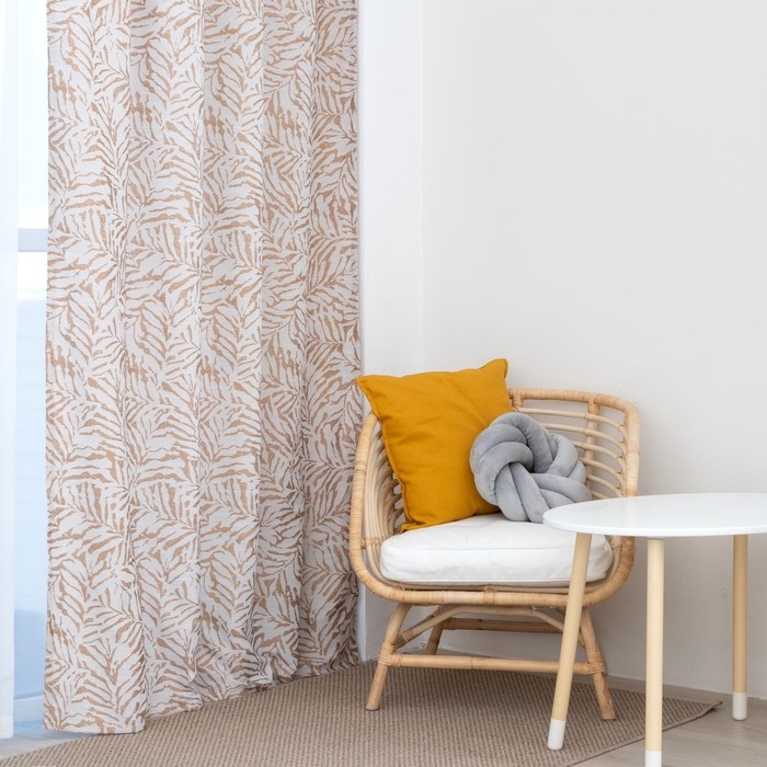 Штора портьерная Этель &laquo;Элит&raquo; цвет бежевый, на шторной ленте 145х265 см, 150гр/м2, 100% п/э