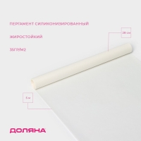 Пергамент силиконизированный Доляна, 28 см×5 м, белый, жиростойкий Пергамент силиконизированный Доляна, 28 см×5 м, белый, жиростойкий