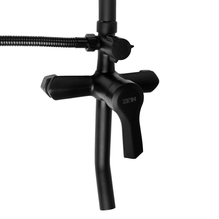 Душевая система ZEIN Z3861, смеситель, тропическая и ручная лейка, полка, латунь, черная