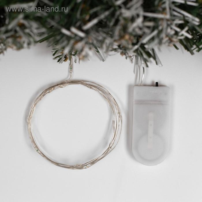 Гирлянда &laquo;Нить&raquo; 1 м роса, IP20, серебристая нить, 10 LED, батарейки CR2032х2 (в комплекте), свечение фиолетовое