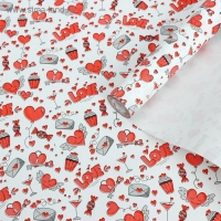 Бумага упаковочная крафт "Валентинки", 0,55 х 10 м, 70 г/м&sup2;