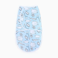 Пеленка-кокон на липучках, рост 50-62 см, кулирка, цвет голубой, принт микс