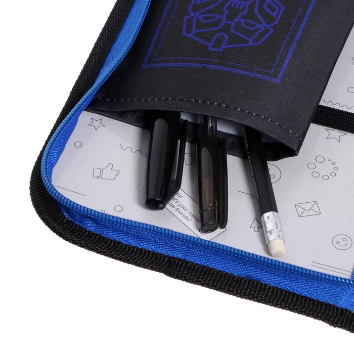 Пенал 1 секция 140 х 210 х 40 мм, откидной карман и косметичка, тканевый, Calligrata TOP Content Пенал 1 секция 140 х 210 х 40 мм, откидной карман и косметичка, тканевый, Calligrata TOP Content "Робот"