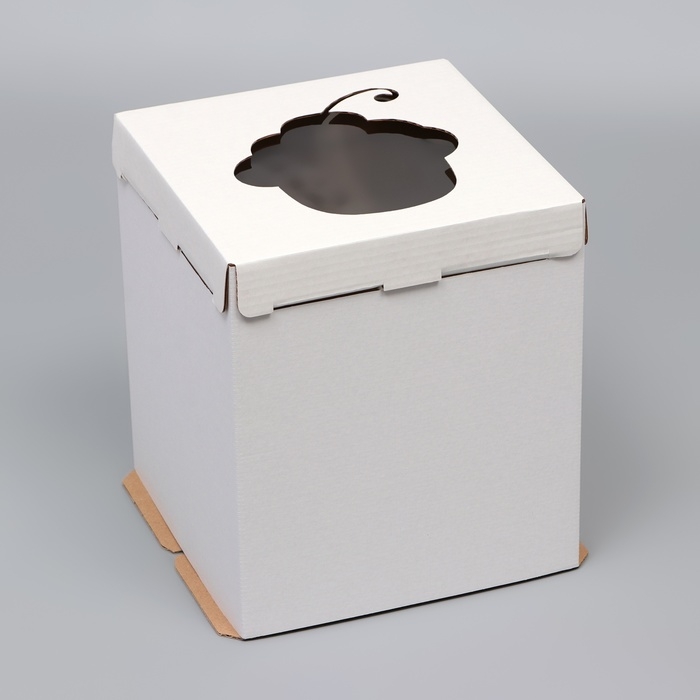 Коробка под торт с окном, Коробка под торт с окном, "Пироженка", белая, 26 х 26 х 30 см