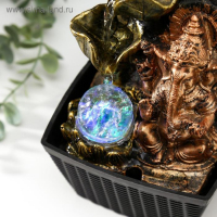 Фонтан настольный от сети, подсветка "Бронзовый Ганеша и лотосы" 22х13х13 см Фонтан настольный от сети, подсветка "Бронзовый Ганеша и лотосы" 22х13х13 см