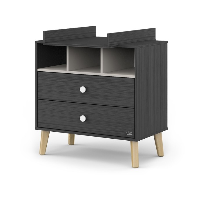 Комод пеленальный детский Benny, ЛДСП, 80х88х69 см., 2 ящика, цвет черный/кашемир