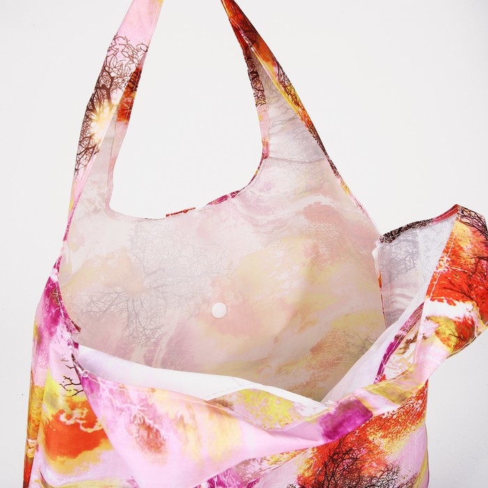 Сумка хозяйственная на кнопке, складная, цвет розовый