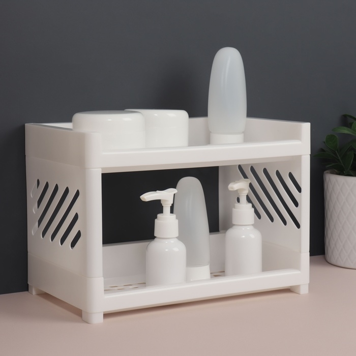 Органайзер для хранения, 2 секции, 24,2 &times; 15 &times; 16,7 см, цвет белый