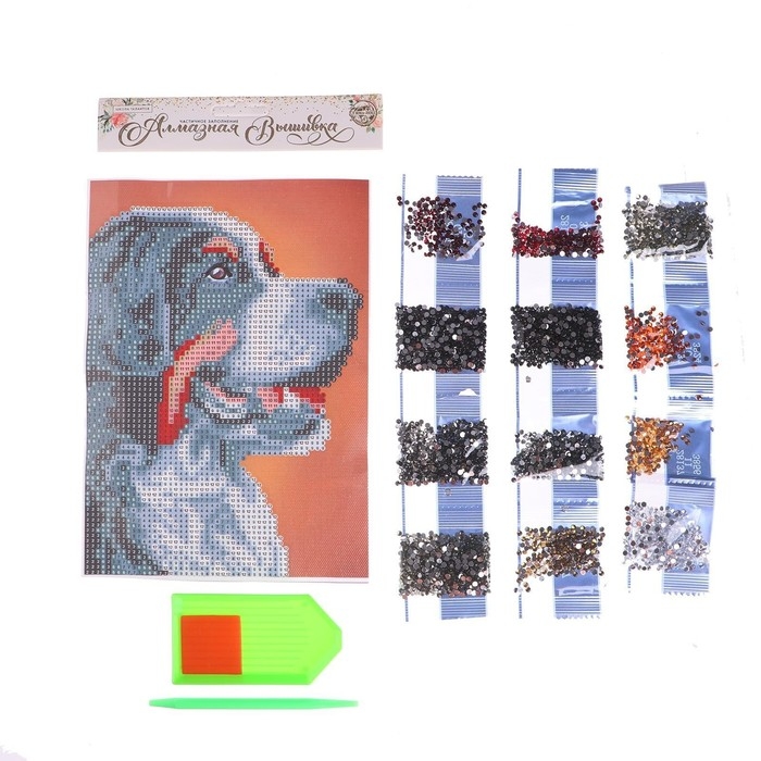 Алмазная мозаика с частичным заполнением на холсте &laquo;Собака&raquo;, 15 х 21 см