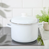 Кастрюля эмалированная, 6 л, без деколи, индукция, цвет белый