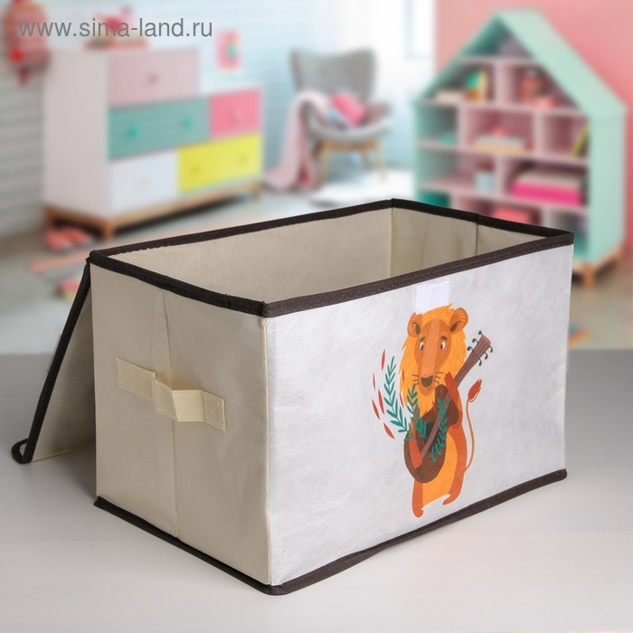 Короб стеллажный для хранения с крышкой &laquo;Музыкальный лев&raquo;, 39&times;25&times;25 см