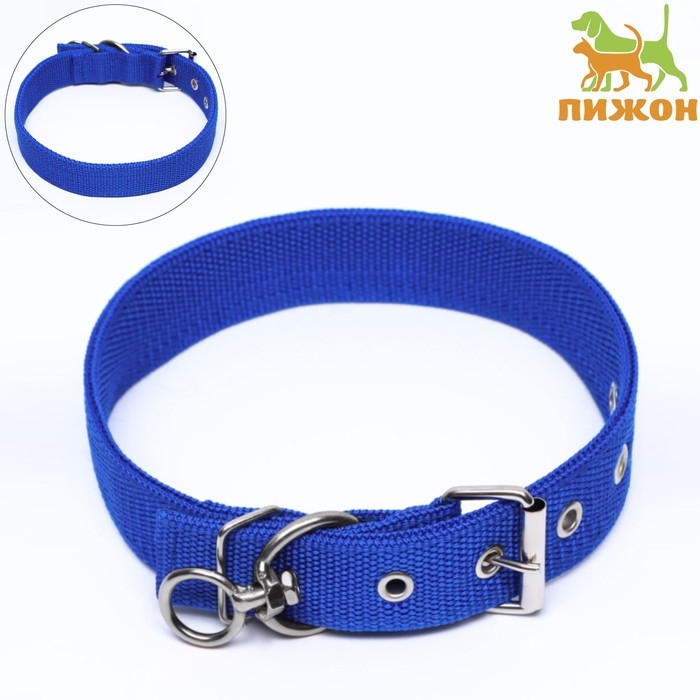 Ошейник двухслойный с вертлюгом, 58 х 3 см, полиэстер, синий Ошейник двухслойный с вертлюгом, 58 х 3 см, полиэстер, синий