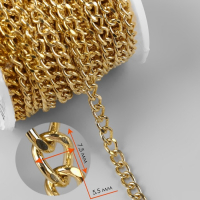 Цепочка для сумки, железная, 5,5 × 7,5 мм, 10 ± 0,5 м, цвет золотой Цепочка для сумки, железная, 5,5 × 7,5 мм, 10 ± 0,5 м, цвет золотой