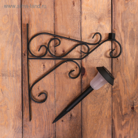 Кронштейн для кашпо, кованый, с фонарём, 50 см, металл, чёрный, &laquo;Узор&raquo;