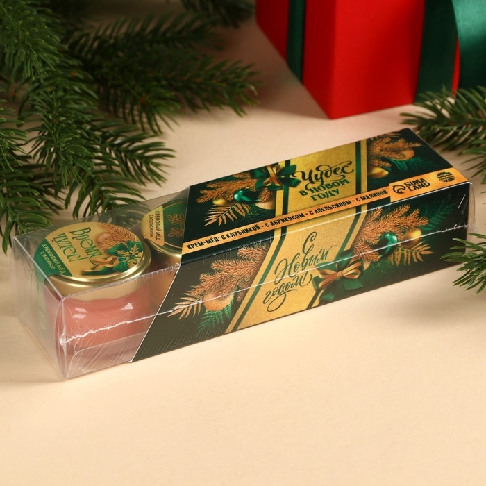 Подарочный набор: крем - мёд &laquo;Чудес&raquo;, вкус: клубника, абрикос, апельсин, малина, 120 г (4 шт. x 30 г).