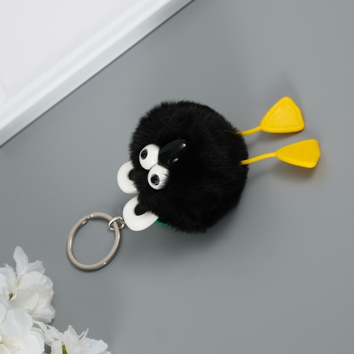 Пушистик на кольце Пушистик на кольце "Большеглазая ворона" чёрный 9,5х6х6 см