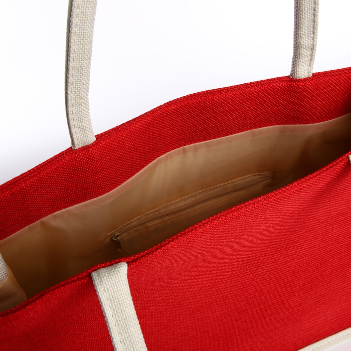 Сумка пляжная без застёжки, цвет молочный/красный Сумка пляжная без застёжки, цвет молочный/красный