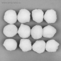 Набор текстильных деталей для декора &laquo;Бомбошки&raquo; 12 шт. набор, размер 1 шт: 3 см, цвет белый