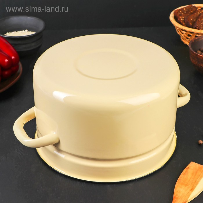 Кастрюля эмалированная цилиндрическая, 5 л, цвет слоновая кость
