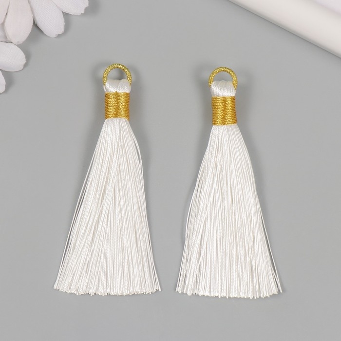 Декор для творчества текстиль "Кисть. Оливия" белый набор 2 шт 8х1,2 см