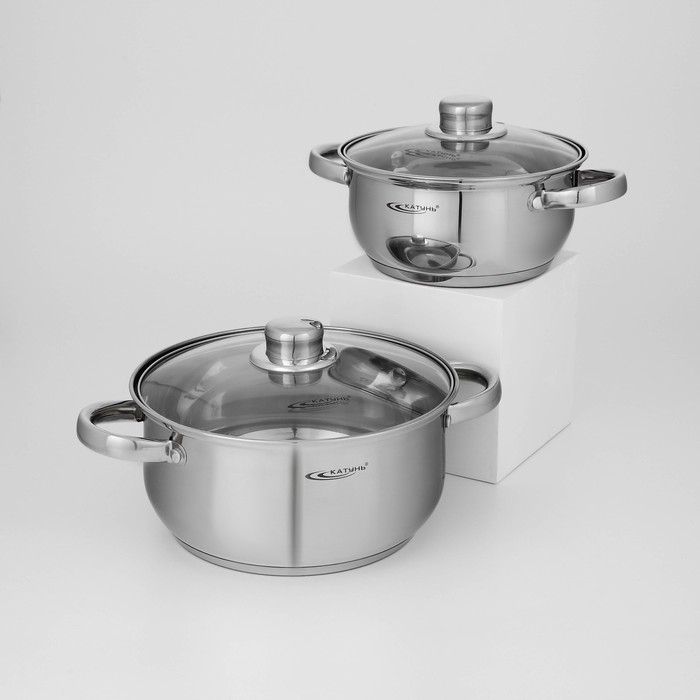 Набор кастрюль &laquo;Гретта&raquo;, 2 предмета: 2,2; 4,2 л, капсульное дно, индукция