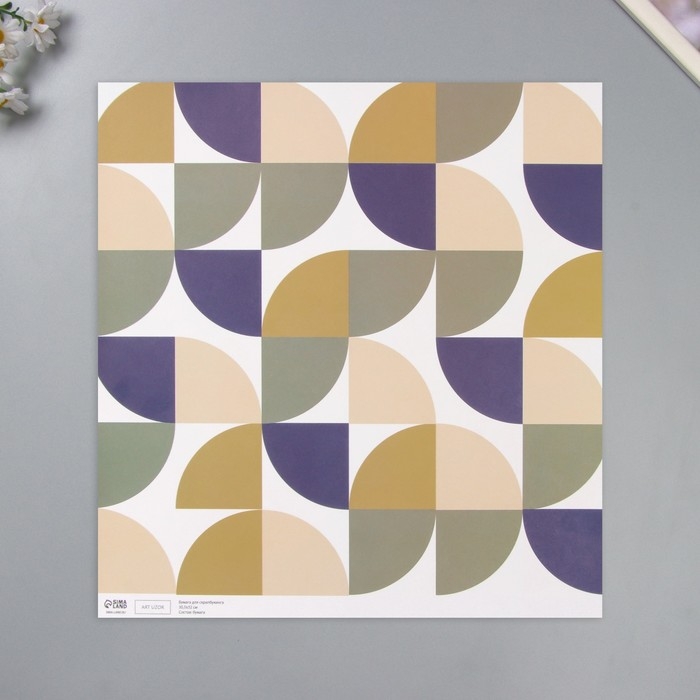 Бумага для скрапбукинга двусторонняя "Змейка и яркие круги" плотность 180 гр набор 5 шт 30,5х32 см