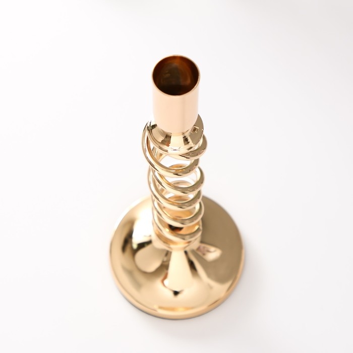 Подсвечник металл на 1 свечу d=2 см Подсвечник металл на 1 свечу d=2 см "Аделин" золото 9х9х25 см