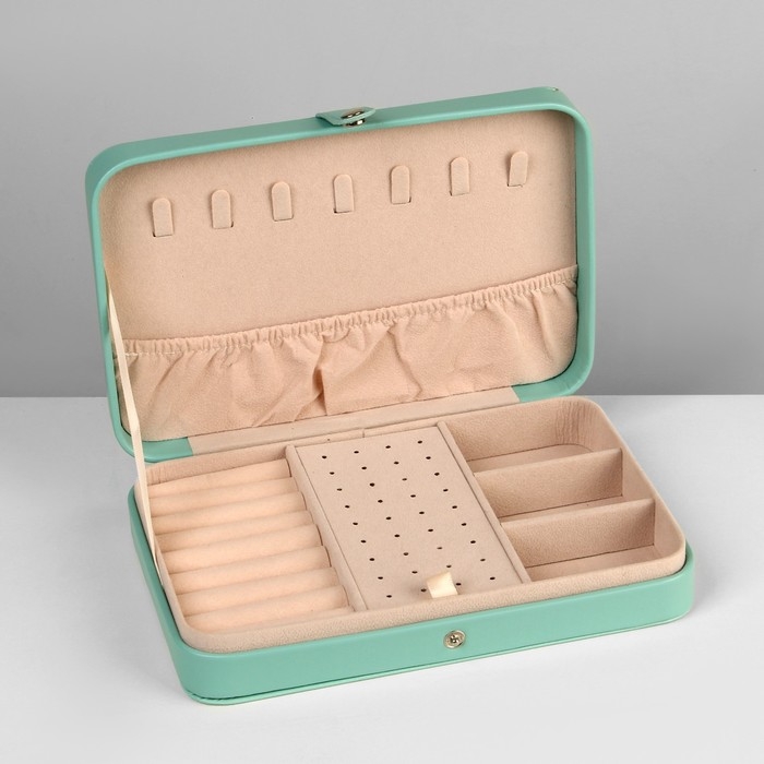 Органайзер для украшений &laquo;Шкатулка портативная&raquo;, 8 полос, 4 места, 14&times;21&times;4,5 см, цвет зелёный