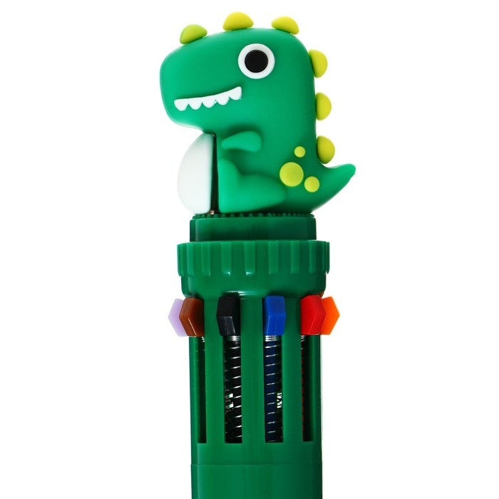 Ручка шариковая автоматическая 10-ти цветная, стержень 0,7 мм, Ручка шариковая автоматическая 10-ти цветная, стержень 0,7 мм, "Дино", МИКС