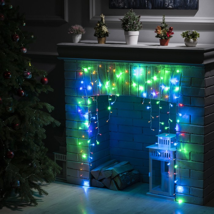 Гирлянда &laquo;Бахрома-арка&raquo; 1 &times; 1 м, IP20, прозрачная нить, 126 LED, свечение мульти, 8 режимов, 220 В