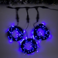 Гирлянда &laquo;Клип-лайт&raquo; 3 нити по 10 м, IP44, УМС, тёмная нить, 198 LED, свечение синее, 8 режимов, 24 В