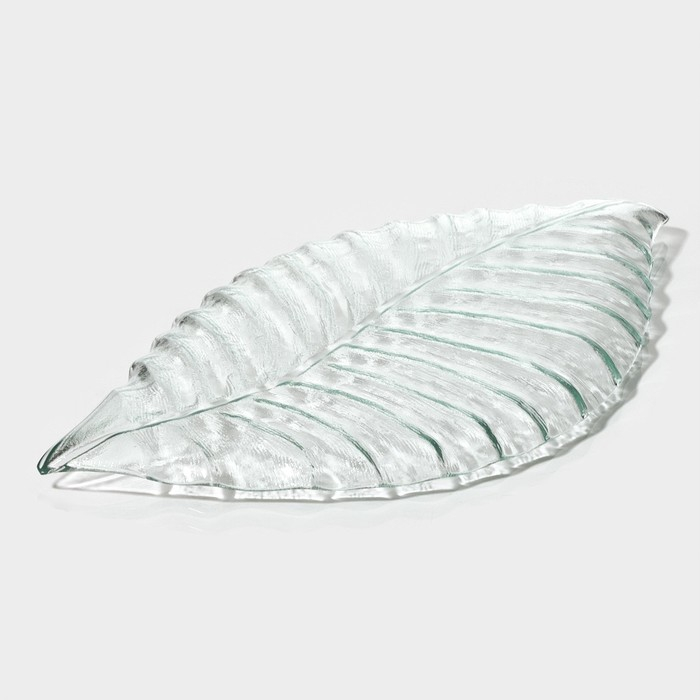 Блюдо стеклянное сервировочное Magistro &laquo;Лист&raquo;, 34&times;18,5&times;1,9 см, цвет прозрачный