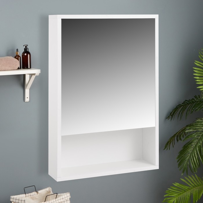 Зеркало-шкаф для ванной комнаты Зеркало-шкаф для ванной комнаты "Эко-45" с нишей, белый, 45 х 66,2 х 12 см