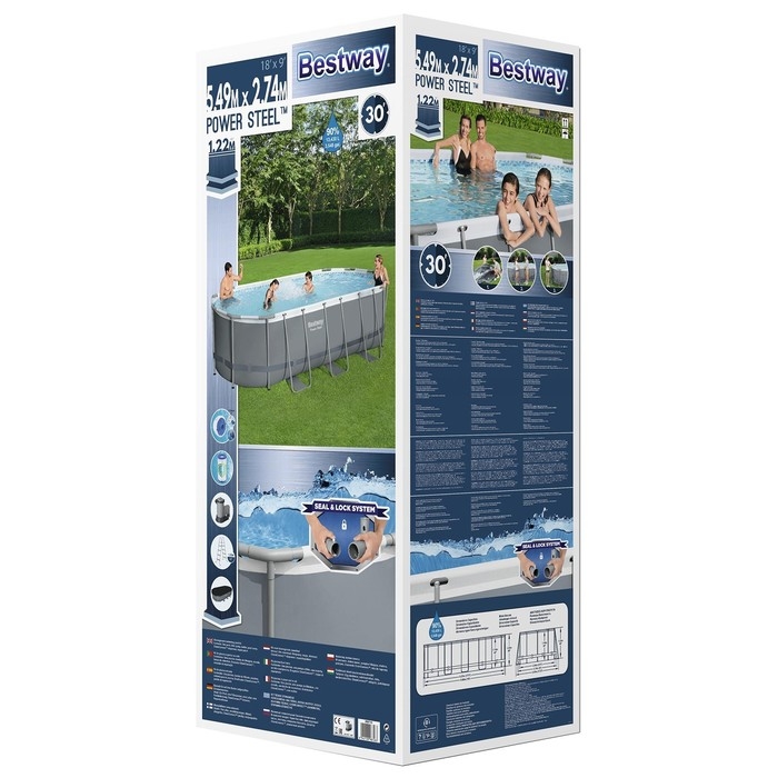 Бассейн каркасный Bestway Power Steel, 549&times;274&times;122 см, фильтр-насос, тент, лестница, 56710
