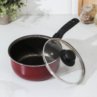 Ковш &laquo;Альфа&raquo; 1,5 л, стеклянная крышка, пластиковая ручка, антипригарное покрытие, цвет красный