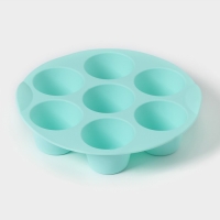 Форма для выпечки Доляна «Круг», силикон, d=25,5 см, 7 ячеек (6×4 см), бирюзовая Форма для выпечки Доляна «Круг», силикон, d=25,5 см, 7 ячеек (6×4 см), бирюзовая