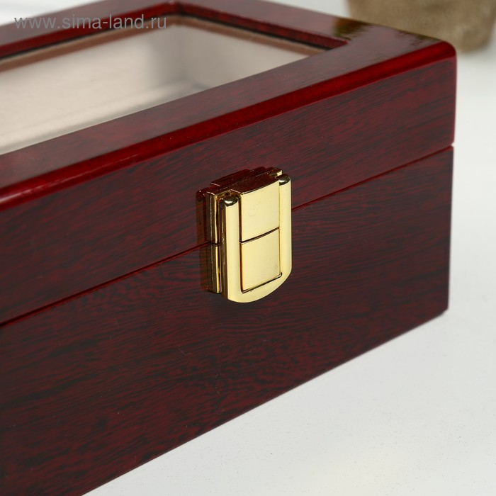 Шкатулка дерево под часы 3 отделения Шкатулка дерево под часы 3 отделения "Красно-коричневая" лак 8х16,5х11 см
