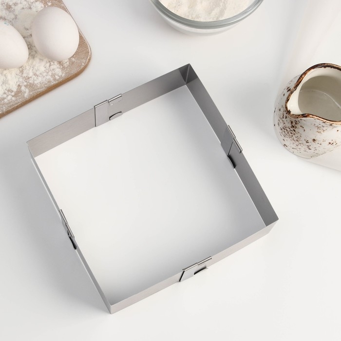 Форма для выкладки и выпечки с регулировкой размера, 9,5 -16 см, цвет серебристый Форма для выкладки и выпечки с регулировкой размера, 9,5 -16 см, цвет серебристый