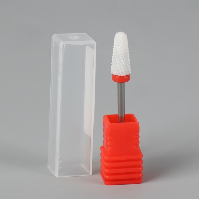 Фреза керамическая для маникюра «Конус», мелкая нарезка, 6 × 13 мм, в пластиковом футляре, цвет белый Фреза керамическая для маникюра «Конус», мелкая нарезка, 6 × 13 мм, в пластиковом футляре, цвет белый