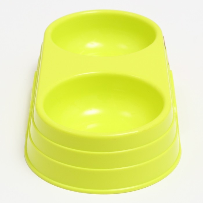 Миска пластиковая двойная Миска пластиковая двойная "Дуэт", 24 х 12,5 х 4,5 см, зелёная