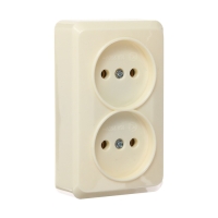 Розетка двухместная Luazon Lighting "Лига", 10 А, накладная, без з/к, бежевая