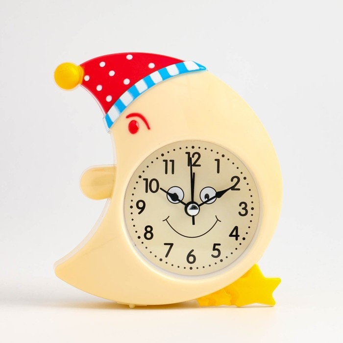 Часы - будильник настольные Часы - будильник настольные "Месяц" детские, дискретный ход, d-7 см, 13 х 11 см, АА