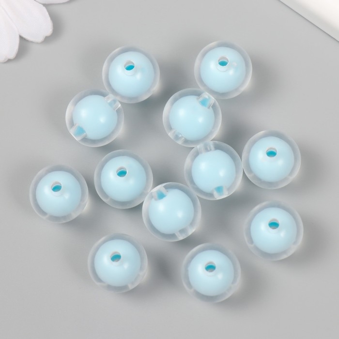 Бусины для творчества пластик "Голубые" глянец набор 30 гр  d=1,6 см