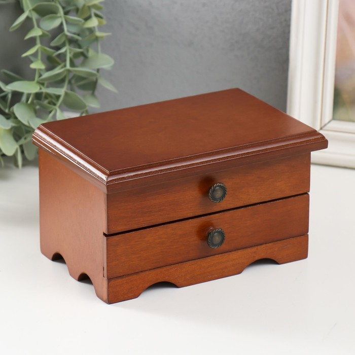 Шкатулка дерево для украшений Шкатулка дерево для украшений "Комод с ящиком" коричневая 9х10х16 см